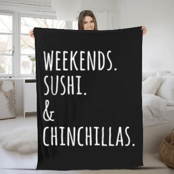 Discover Weekends Sushi And Chinchillas Fleece Blankets