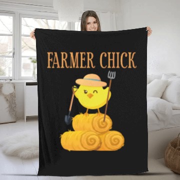 Discover Farming Farmer Girl Chicken Farmer Fleece Blankets