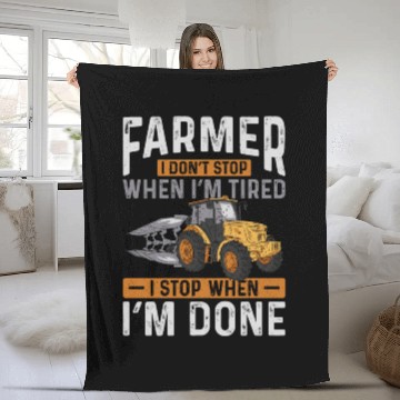 Discover Farming Farmer Vintage Tractor Fleece Blankets