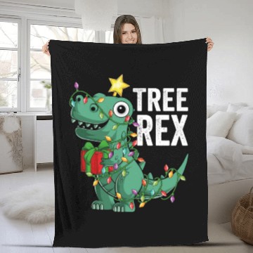 Discover Kids Christmas Dinosaur Tree Rex Pajamas Toddler Fleece Blankets
