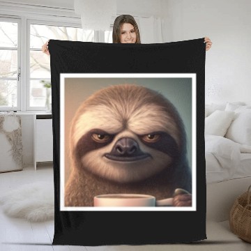 Discover 3d Sloth grumpy Coffee I hate people good morning Fleece Blankets