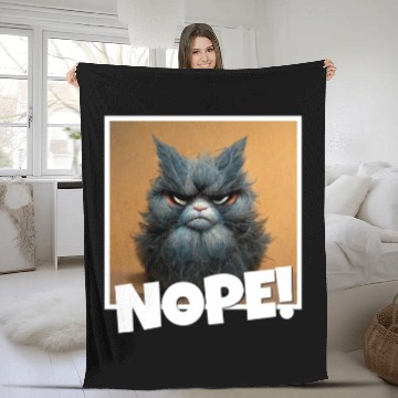 Discover 3d cat grumpy Coffee I hate people good morning Fleece Blankets