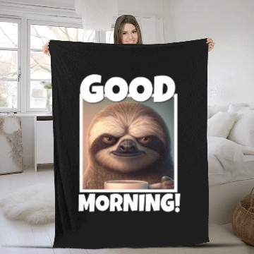 Discover 3d Sloth grumpy Coffee I hate people good morning Fleece Blankets