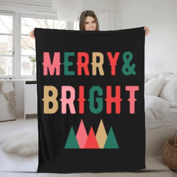 Discover Merry and Bright retro Christmas Fleece Blankets Fleece Blankets