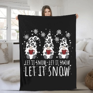 Discover LET IT SNOW Winter Gnome Leopard Buffalo Plaid Fleece Blankets