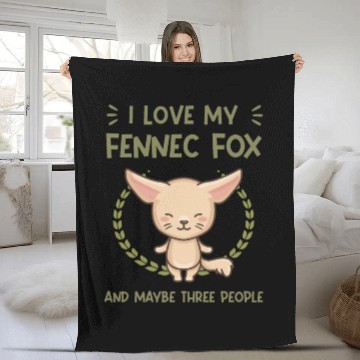 Discover i love my fennec fox and maybe three people Fleece Blankets