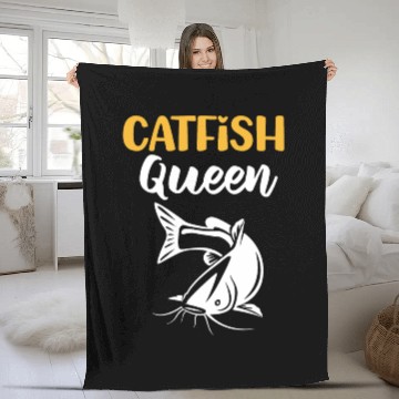 Discover Catfish Queen Funny Fishing Catfishing Fleece Blankets