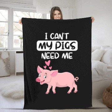 Discover Farm Animal Piglet Farmer Funny Gift Pig Fleece Blankets
