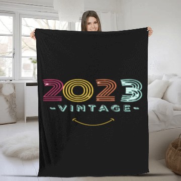Discover Neon Rainbow Retro 2023 NewYear Vintage Fleece Blankets