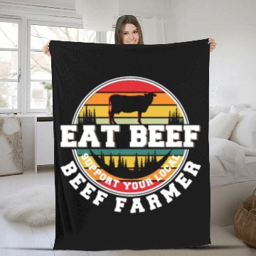Discover Cattle Farming Agriculture Beef Cow Lover Fleece Blankets