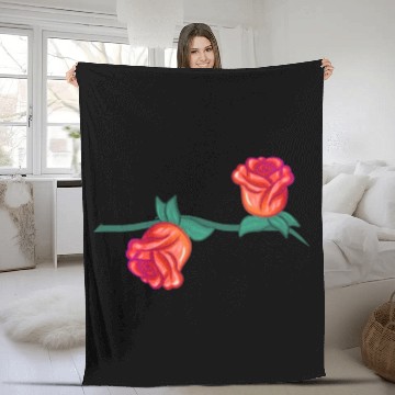 Discover red plants line flower rose branch nature Fleece Blankets