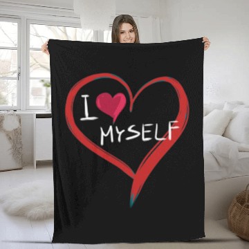 Discover i love me heart text icon Fleece Blankets