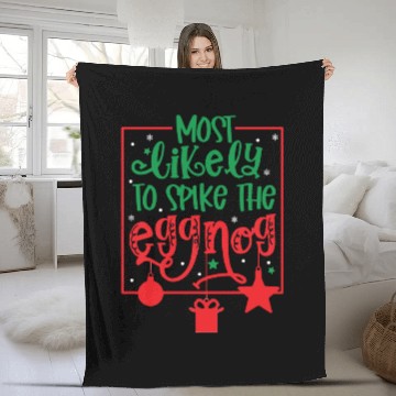 Discover Xmas Quote, Funny Christmas Quote, Santa Claus Fleece Blankets