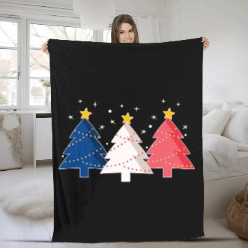 Discover Christmas Tree French Flag France Fleece Blankets