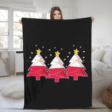 Discover Christmas Tree Polish Flag Poland Fleece Blankets