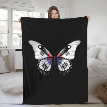 Discover Korea Swallowtail Butterfly Flag Fleece Blankets