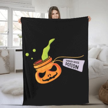 Discover Pumpkin Spice Potion Coffee Enthusiast Halloween Fleece Blankets