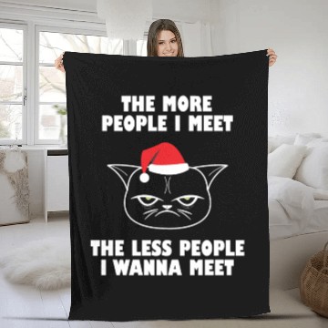Discover I hate People funny cat christmas gift idea Fleece Blankets