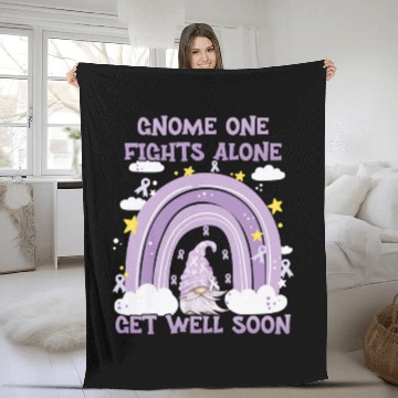 Discover Gnome One Fights Alone Lavender | Fight The Cancer Fleece Blankets