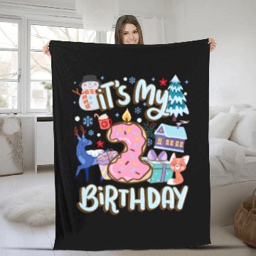 Discover It's My 2 Birthday Snowman Holiday Donut Winter Fleece Blankets