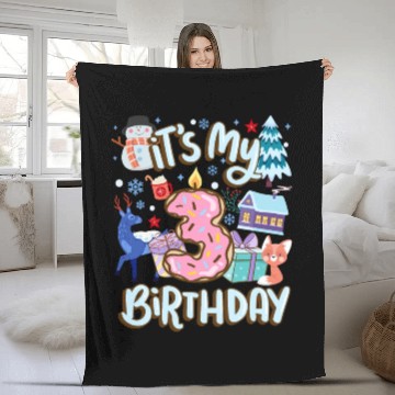 Discover It's My 3 Birthday Snowman Holiday Donut Winter Fleece Blankets
