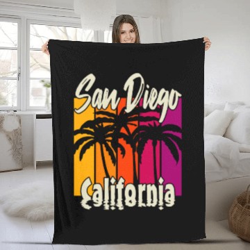 Discover Vintage San Diego California Fleece Blankets
