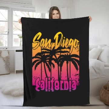 Discover Vintage San Diego California Fleece Blankets