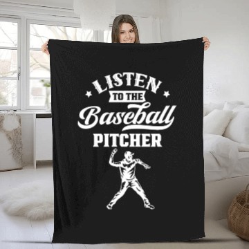 Discover Listen To The Baseball Pitcher Player Hobby Fleece Blankets