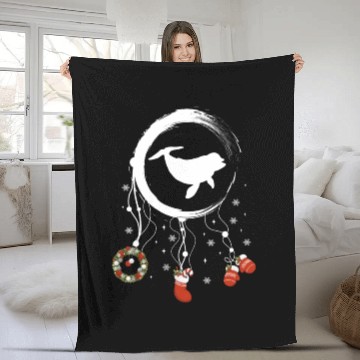 Discover Winter dreamcatcher Christmas Dolphin Fleece Blankets