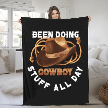 Discover Cowboy Barn Bull Rider Rodeo Country Western Gift Fleece Blankets