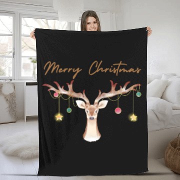 Discover Brown Aesthetic Reindeer Christmas Fleece Blankets