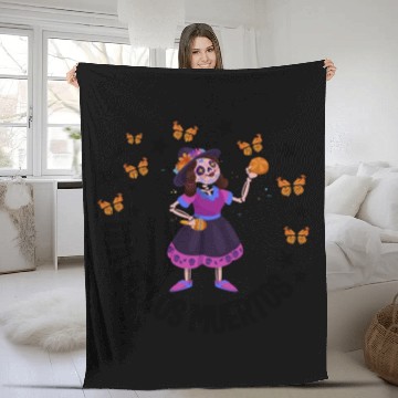 Discover Dia De Los Muertos Fleece Blankets, Girl Sugar Skeleton