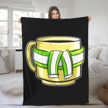 Discover Autumn Beaker With Green White Striped Scarf For Fleece Blankets
