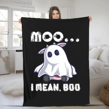 Discover Halloween Moo, I Mean Boo Cow Farming Fleece Blankets