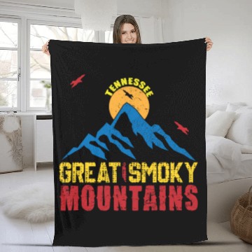 Discover Great Smoky Mountains Tennessee Mountain Hiking Fleece Blankets