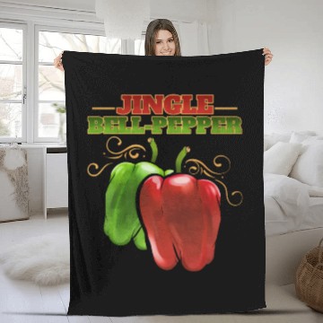 Discover Red And Green Jingle Bell Pepper For Christmas Fleece Blankets