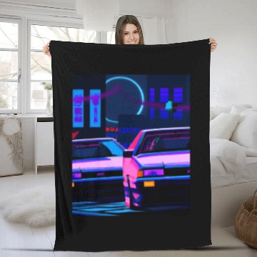 Discover Vaporwave Car Synthwave City Fleece Blankets