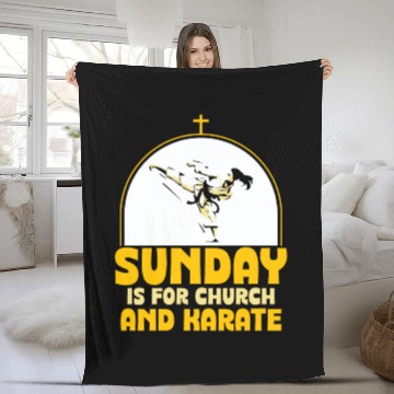 Discover Sunday is for church and Karate Fleece Blankets
