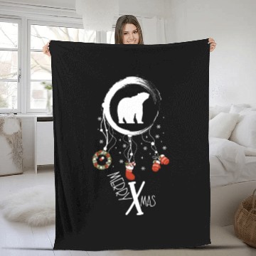 Discover Winter dreamcatcher Christmas Polar bear Fleece Blankets