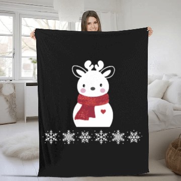 Discover Christmas reindeer snowman Fleece Blankets