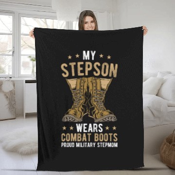 Discover My Stepson Wears Combat Boots Proud Military Step Fleece Blankets