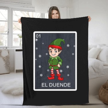 Discover El Duende The Elf Card Mexican Lottery Christmas Fleece Blankets
