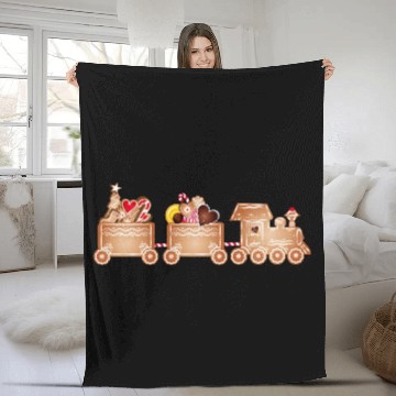 Discover magical gingerbread train for Christmas Hawaiians Fleece Blankets