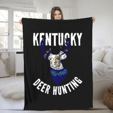 Discover Kentucky Deer Hunting Buck Stag Hunter Fleece Blankets