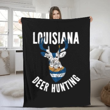 Discover Louisiana Deer Hunting Buck Stag Hunter Fleece Blankets