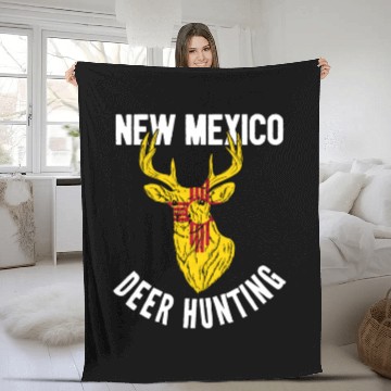 Discover New Mexico Deer Hunting Buck Stag Hunter Fleece Blankets
