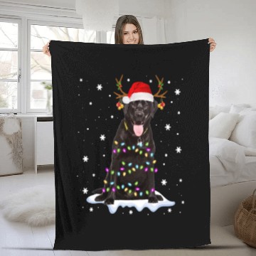 Discover Black Lab Labrador Christmas Tree Light Pajama Dog Fleece Blankets