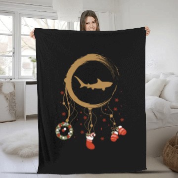 Discover Winter dreamcatcher Christmas Tiger Shark Fleece Blankets