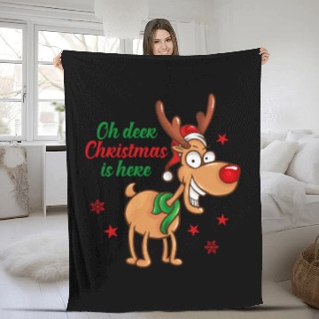 Discover Reindeer Rudolph deer Christmas Is Here Fleece Blankets
