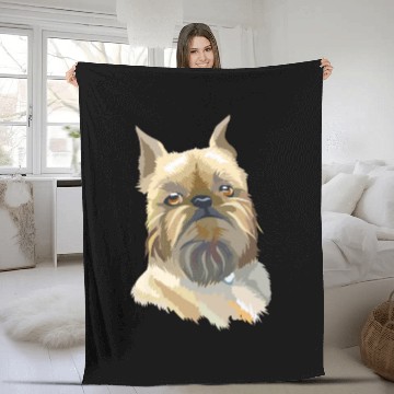 Discover Cute Brussels Griffon Dog Watercolor Painting Fleece Blankets